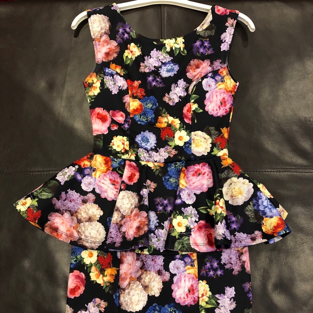 Topshop Floral Peplum Dress